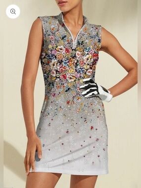 Acegolfs Botanical Energy Sleeveless 36 Inch Dress UPF50+ Golf Outdoor Floral